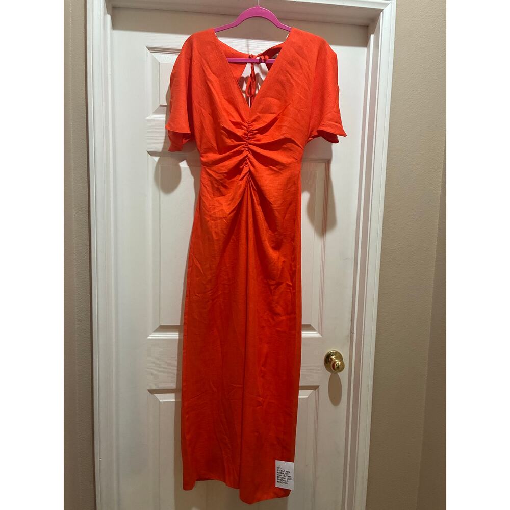 ASOS Design Women's Petite 6 Orange Jumpsuit Open Back Wide Leg NWT